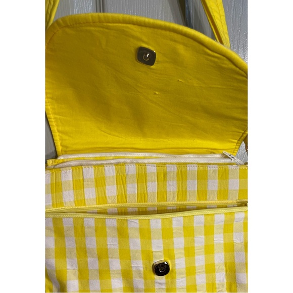 Hand Crafted Yellow And White Checked Crossbody Purse - New - Picture 4 of 9